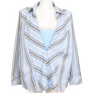 DCC Woman Two-FER Stretch Tank & Zipper Top Stripes Long Sleeve Shirt PLUS 22/24